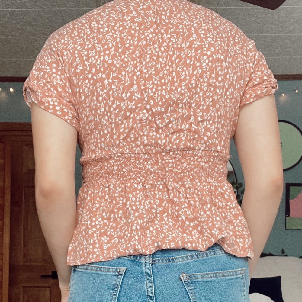 Pink blouse ditsy floral